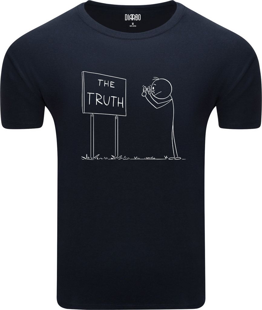 Diarbo Herren T-Shirt mit klassischem Druck Die Wahrheit Entdecken Dunkelblau Gr.XXL