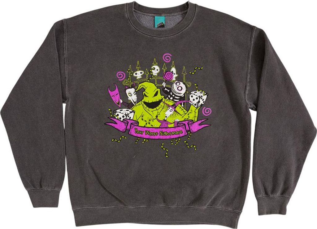 The Nightmare Before Christmas - Pullover Top für Herren/Damen Uni, Vintage-Waschung TT1074 (M) (Holzkohle)