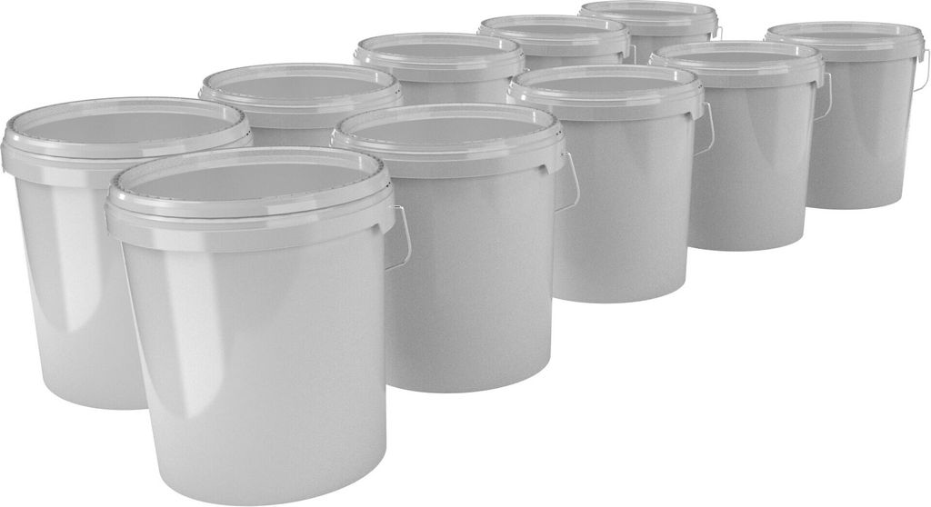 Eimer mit Deckel 16 L | Vorratseimer | Lebensmittelecht Grau | PP | 10 Stück