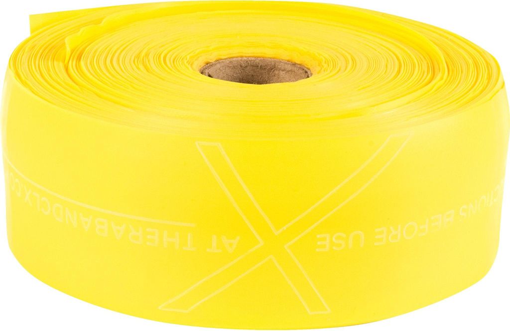 TheraBand CLX Fitnessband Rolle 22 m – Latexfreies Widerstandsband mit Easy Grip Loop System leicht/gelb
