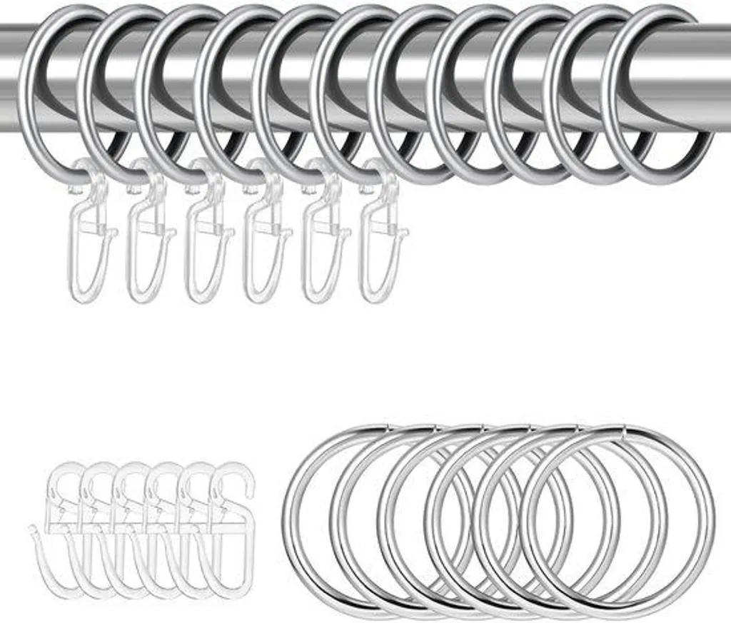 Anneaux pour rideaux robustes en métal argenté 30 mm incassables