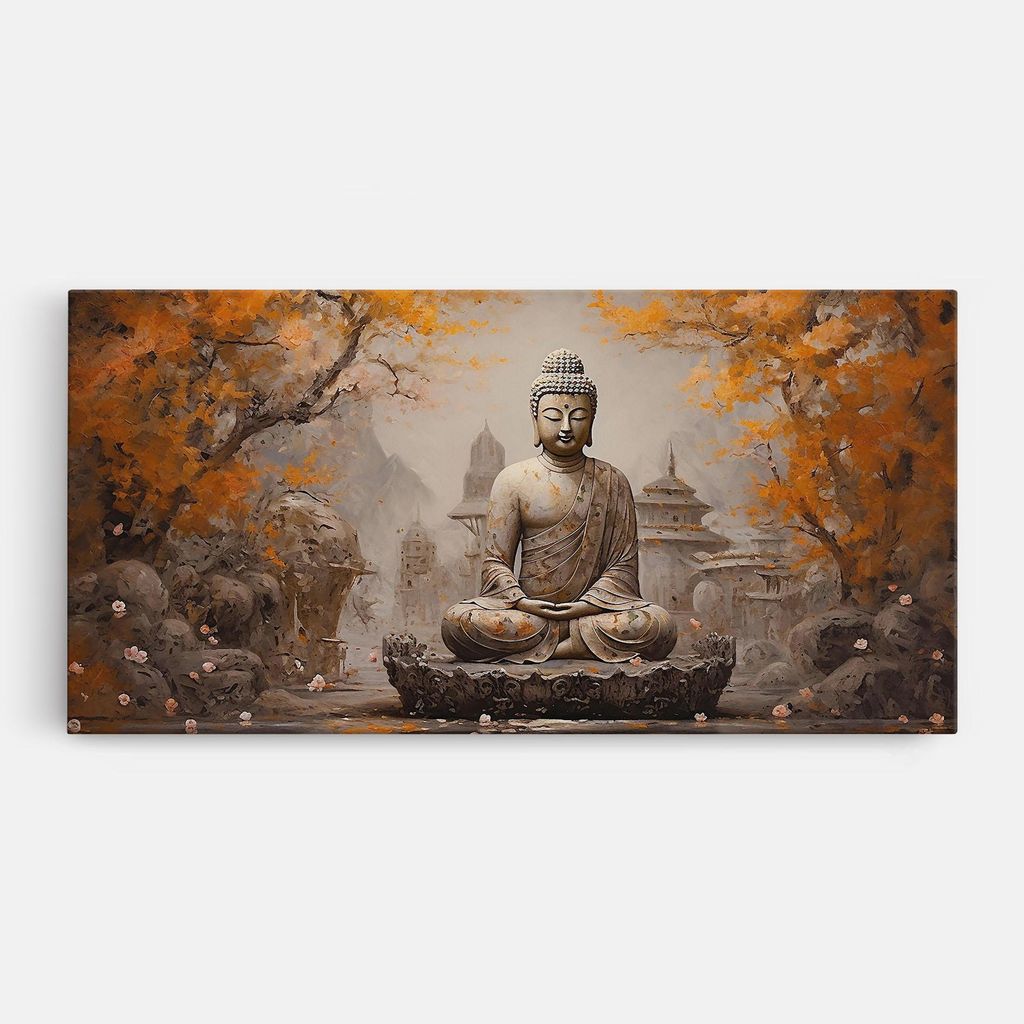 ARTHUB Leinwandbild 50x100 cm, Beautiful Buddha Art | Wohnzimmerdekoration, Hängende Bilder, Wanddekoration, Heimdekoration, Moderne, Buddha
