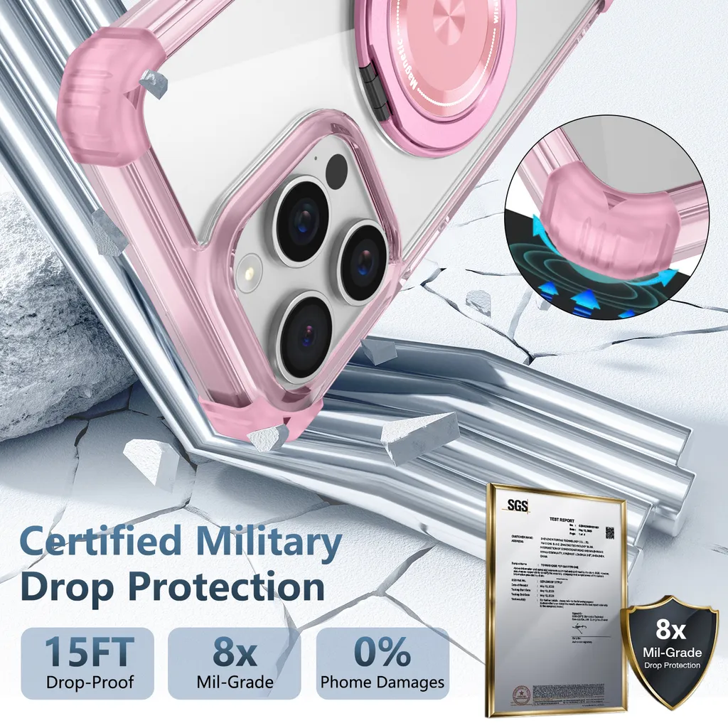 Custodia iPhone 12 Pro Max MagSafe Rosa Trasparente con Supporto