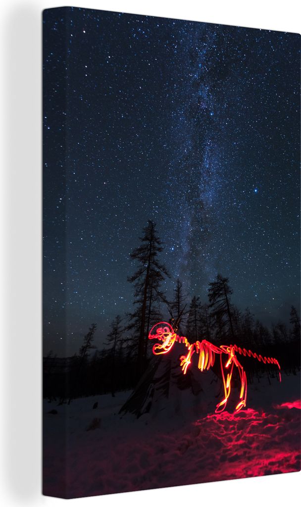 OneMillionCanvasses - Leinwandbilder - 90x140 cm, Dinosaurier im roten Licht am Nordpol, Wandbilder Kunstdruck Wanddekoration - Foto auf Leinwand...