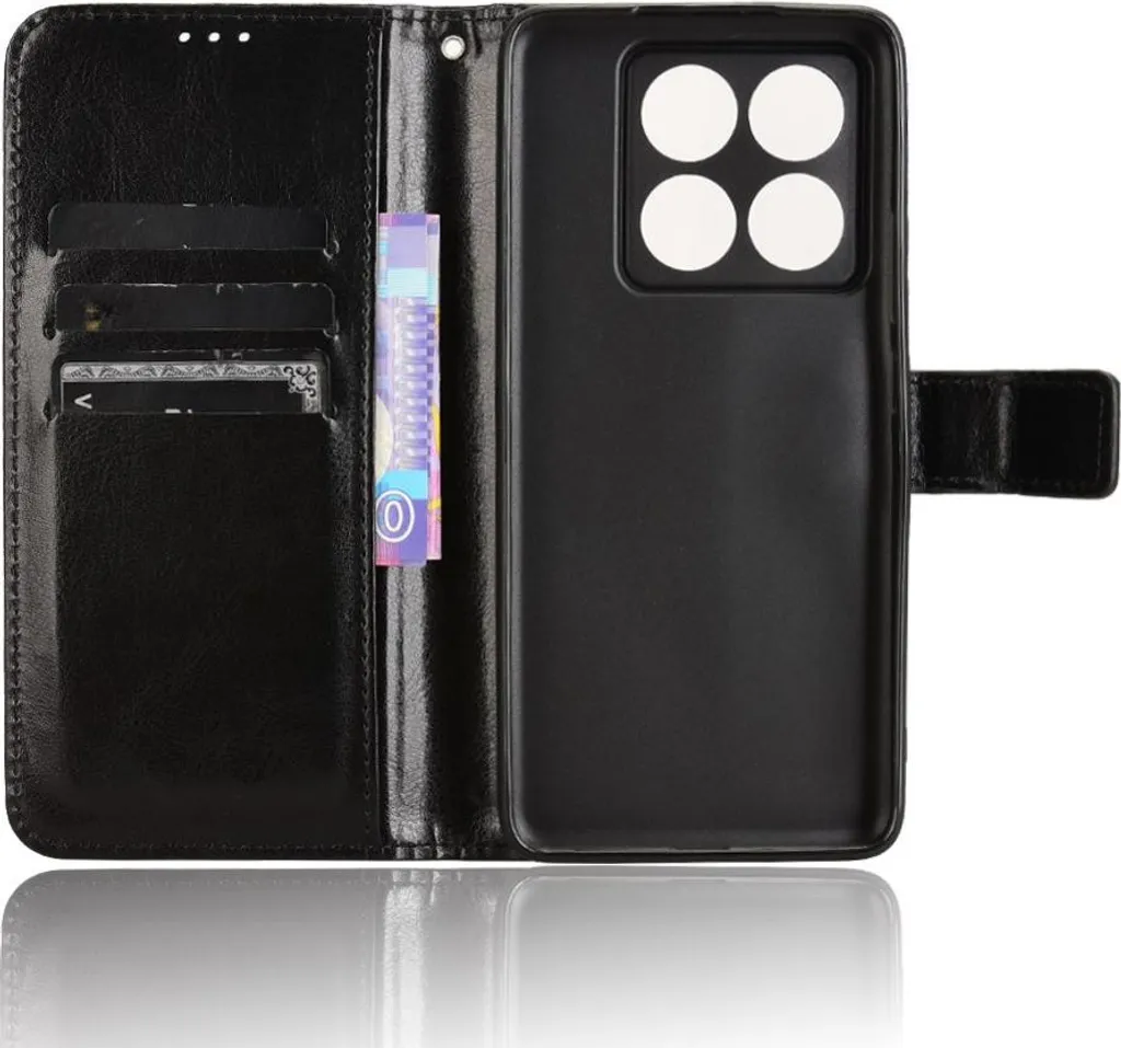 Custodia in pelle metallizzata per Xiaomi 14T Nero - 7