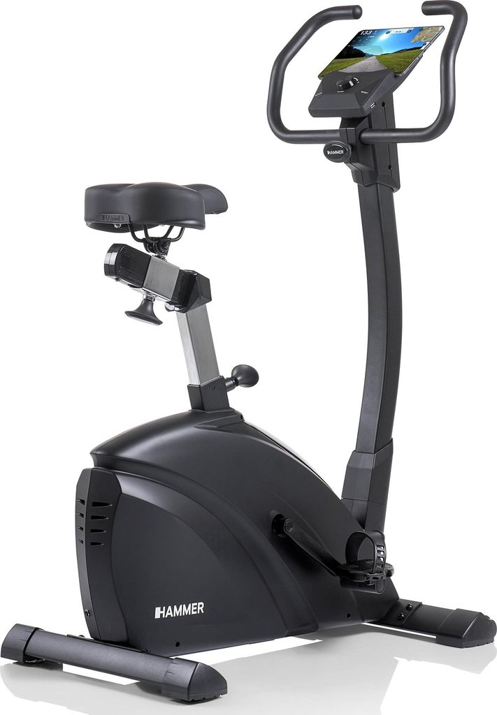 HAMMER Ergometer Exum XTR, Heimtrainer mit Bluetooth, 12 Trainingsprogramme, Induktionsbremssystem, präzise Wattsteuerung, 150 kg Gewichtsbelastung