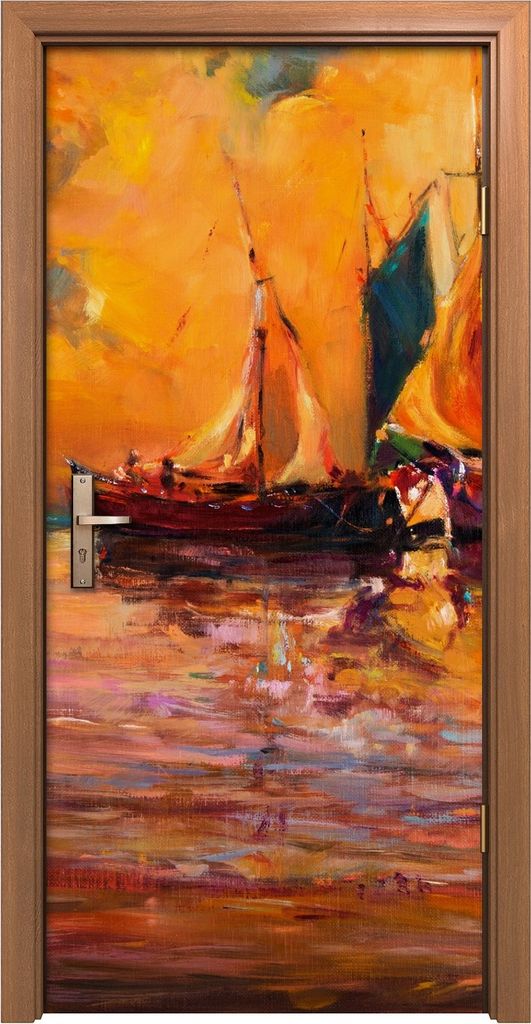 Türposter 90x200 cm Türaufkleber Türtapete Türfolie Klebefolie Blick auf die Seelandschaft Boot Ozean