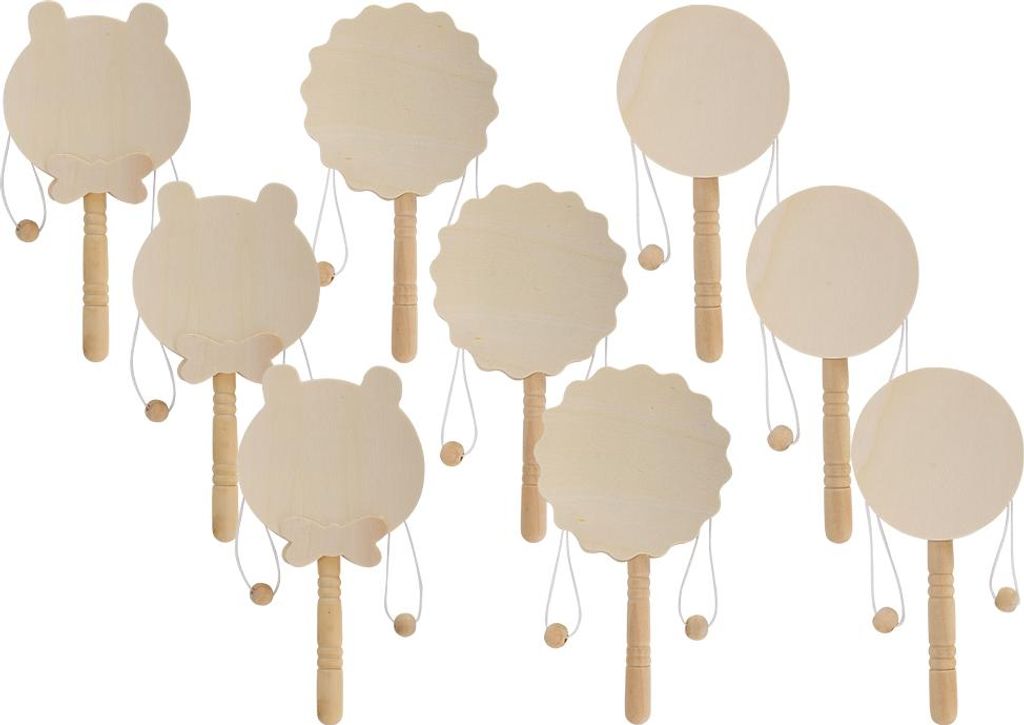 3 Sets Cartoon Holz Rassel Baby Spielzeug Holz Handwerk DIY Malerei Frühe Bildung