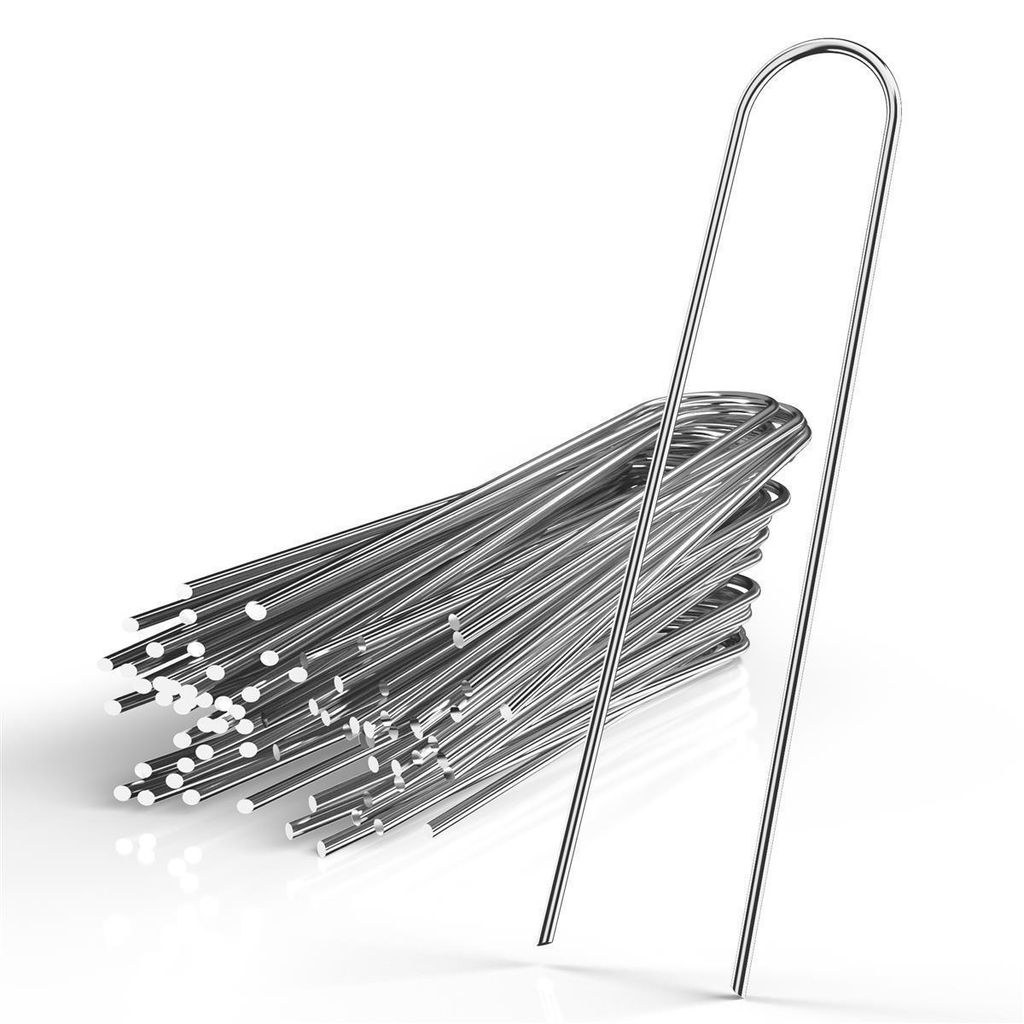 Intirilife 100 x Erdanker 200 x 25 x 3,4 mm aus verzinktem Stahl Rostfrei - Unkrautvlies Befestigung Erdnagel Bodennagel Widerhaken