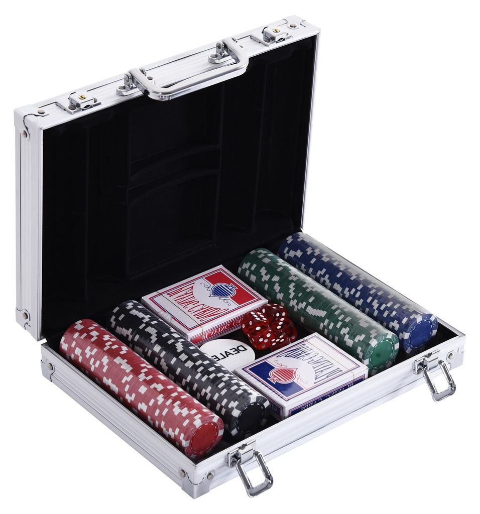 HOMCOM Pokerkoffer Pokerset Pokerchips 4/5 Farben 2 x Produktbild 