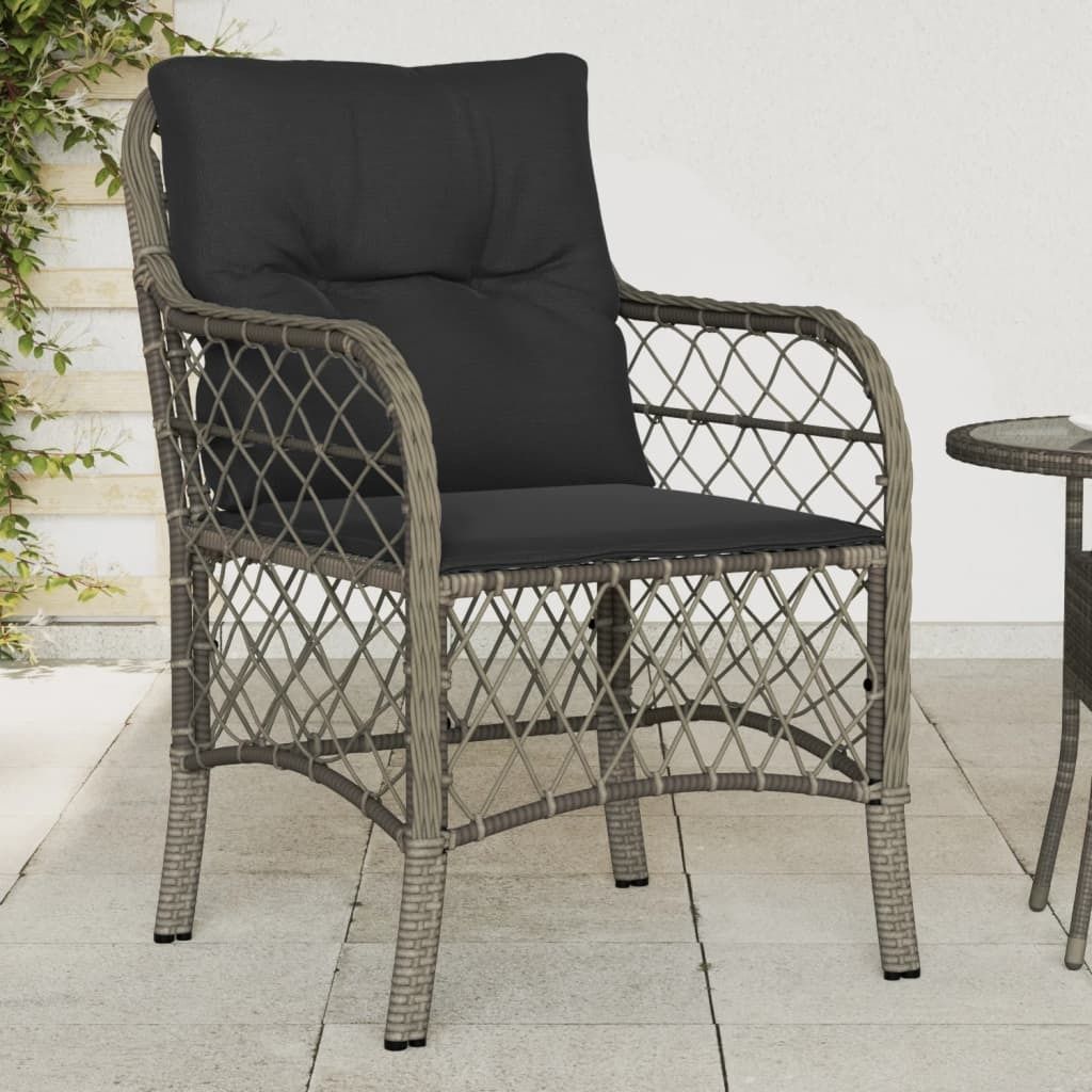 Maison Exclusive - Gartenstühle mit Kissen 2 Stk. Grau Poly Rattan