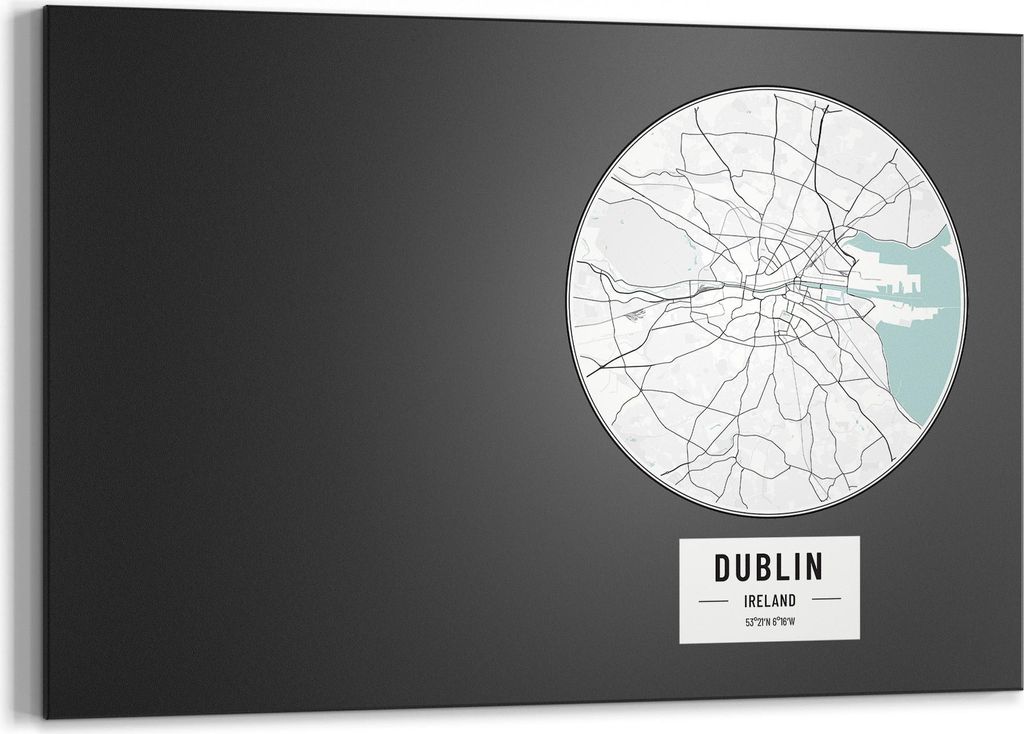 DEQORI Kreidetafel 90x60 cm 'Stadtplan Dublin' Tafel Wandtafel Schreibtafel