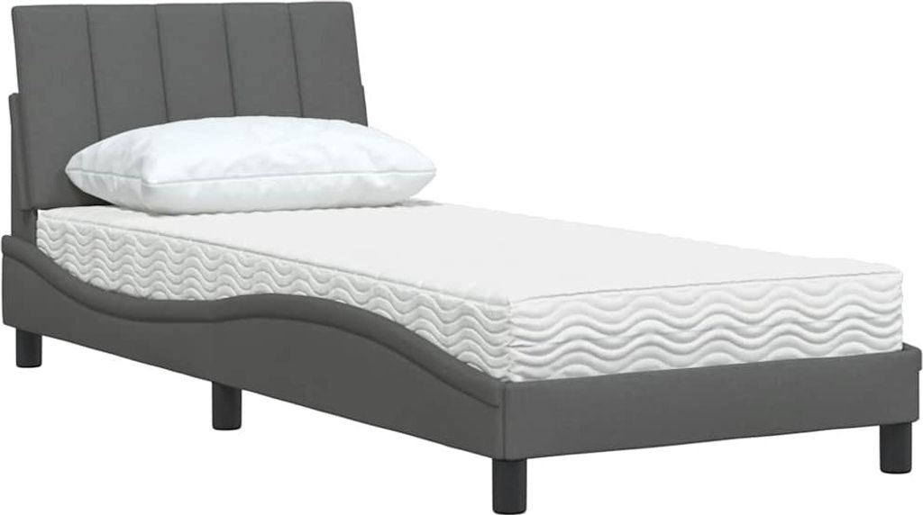 vidaXL Bett mit Matratze "Hanko" Dunkelgrau 90x190 cm Stoff