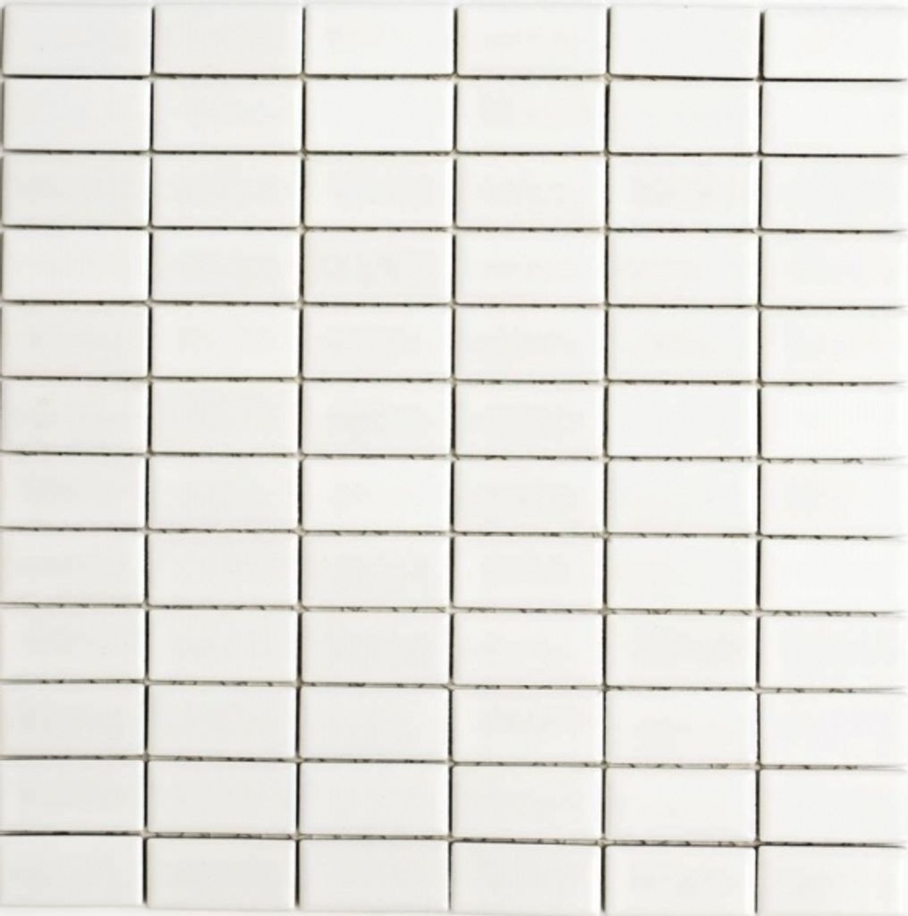 Mosaik Fliese Keramik Stäbchen weiß matt Badewannenverkleidung MOS24B-0111