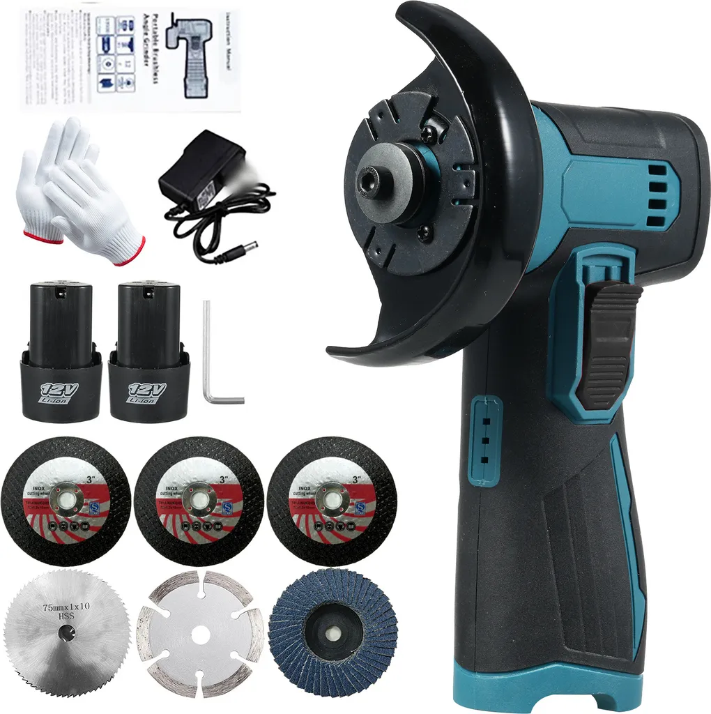 Mini meuleuse électrique 12V sans fil, disque 76mm et pack accessoires