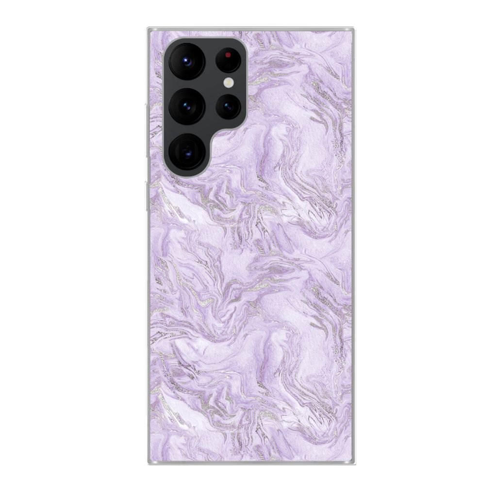 MuchoWow Handyhülle Schutzhülle Hülle für Samsung Galaxy S22 Ultra Marmor - Silber - Muster Silikon Softcase Handy Hülle - Abbildung