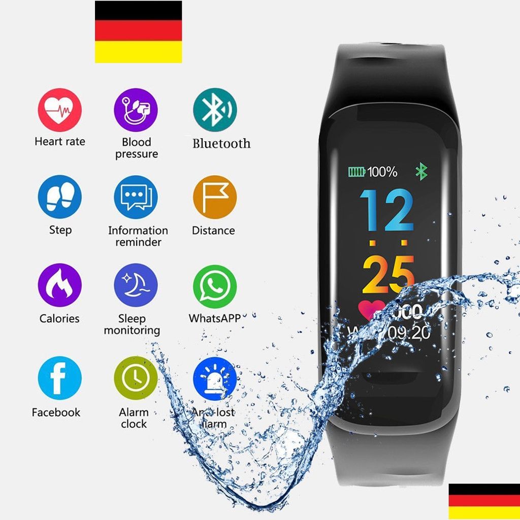 Bluetooth Smartwatch Fitness Armband Fitness Tracker Sportuhr Uhr Wasserdicht 