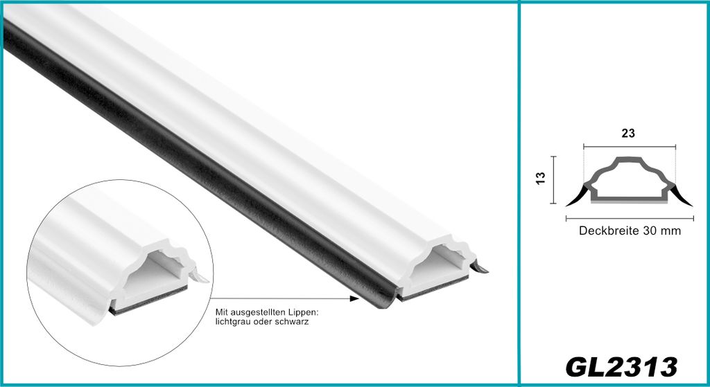 HEXIM Fenstersprossen weiß 1 & 2 Meter - selbstklebende Glassprossen aus PVC Kunststoff, Dichtungslippen(steil & ausgestellt) in grau und schwarz ...
