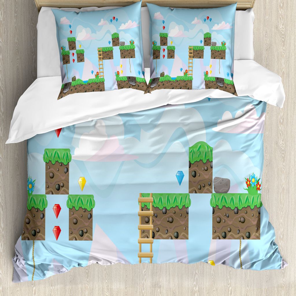 ABAKUHAUS Arkade Bettbezug Set für Einzelbetten, Vintage Spiel Platform Kunst, Milbensicher Allergiker geeignet mit Kissenbezug, 155 cm x 220 cm -...