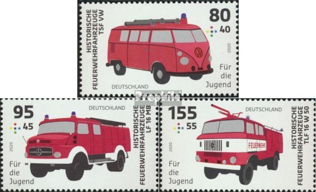 Briefmarken BRD 2020 Mi 3557-3559 gestempelt Historische Feuerwehrfahrzeuge