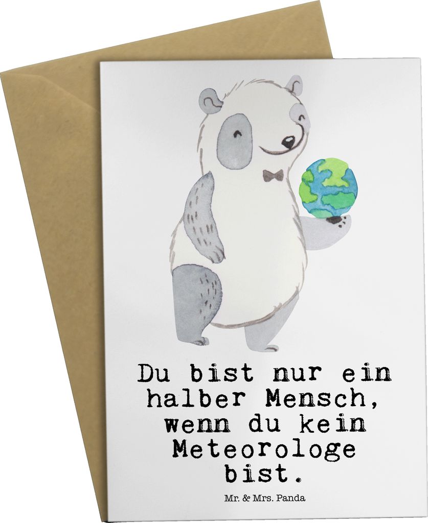 Mr. & Mrs. Panda Grußkarte Meteorologe Herz - Weiß - Geschenk, osterkarten, Klappkarte, vatertagskarte, weihnachtskarten, babykarte, einladungska...