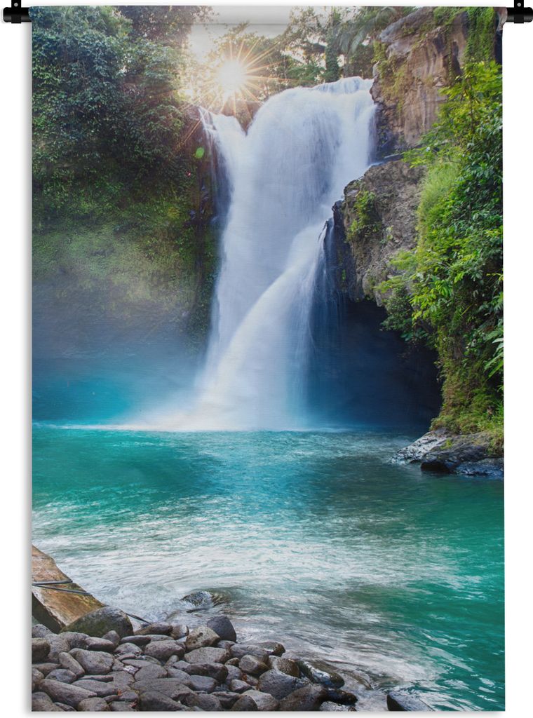 MuchoWow Wandteppich Wandbehang Wasserfall - Steine - Landschaft - Pflanzen - Wasser 120x180 cm Tapisserie Dekoration Wandtuch - Schlafzimmer - D...