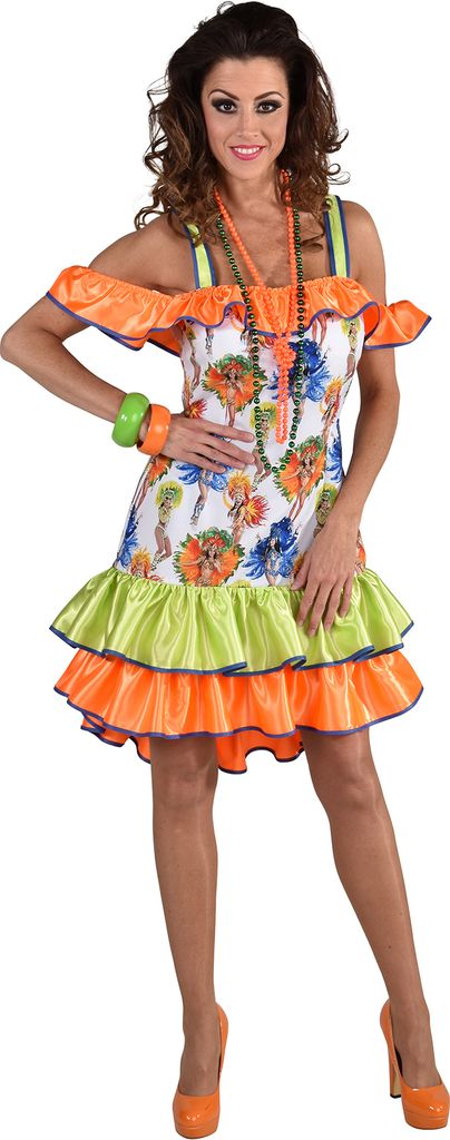 M220154-XL bunt Damen Rio Girls Kleid Salsa Samba Kostüm Brasilien Gr.XL=48