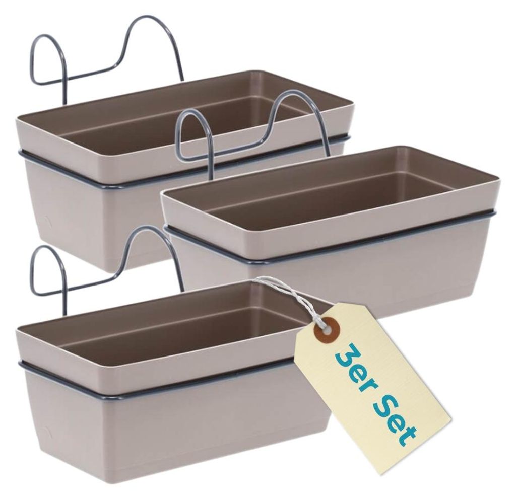 Blumenkasten Balkon 3er Set Balkonkasten mit Halterung Produktbild 