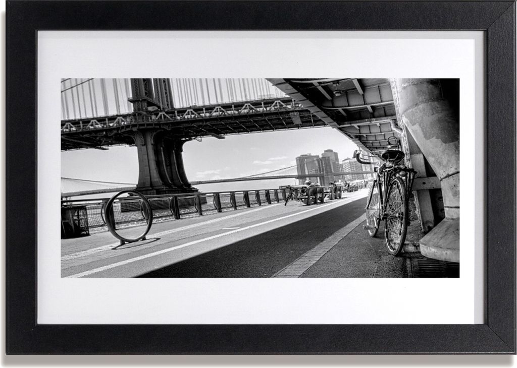 Bild 30x20 MDF-Rahmen Wandkunst Architektur Brücke Fahrrad Produktbild 