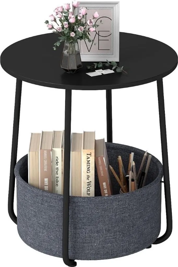 Petite table ronde métal noir : fini le désordre avec son panier XL