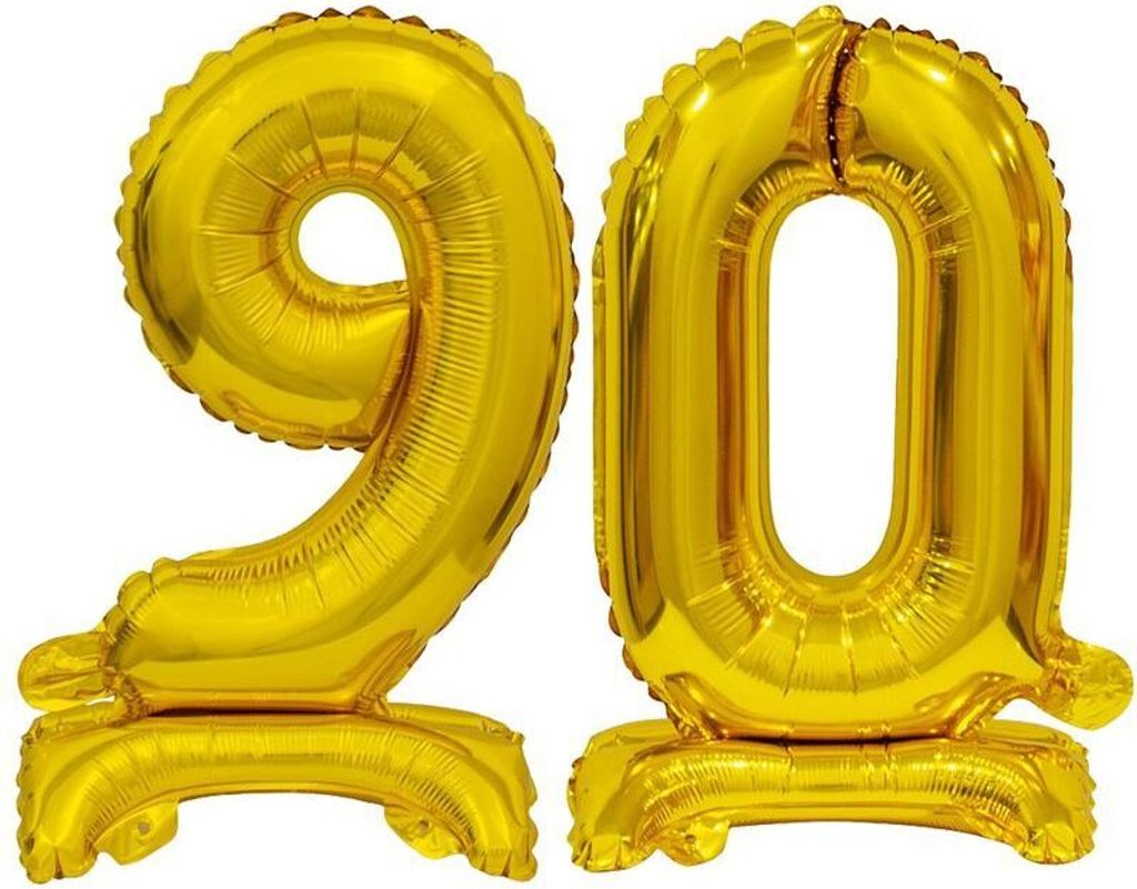 Stehender Folienballon Zahl 90 gold 38 cm 90. Geburtstag