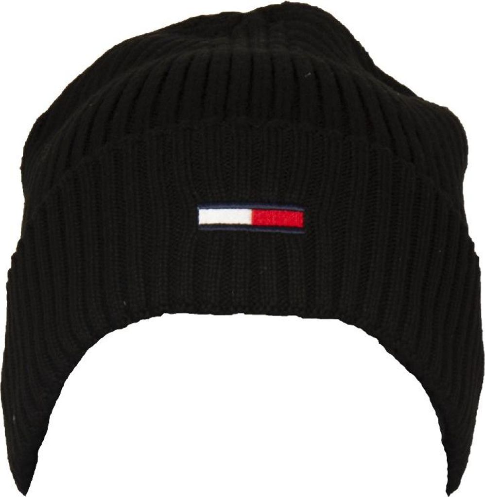 Hut Mütze Mann TOMMY HILFIGER JEANS mit Manschette Artikel AM0AM10390 TJM FLAG RIB BEANIE, UNICA - ONE SIZE, Cotone 50%,Acrilica 50%