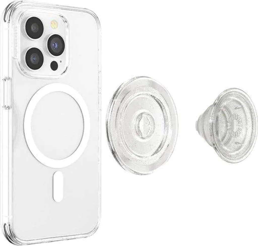 Coque antichoc MagSafe paillettes avec pince amovible anti-chute