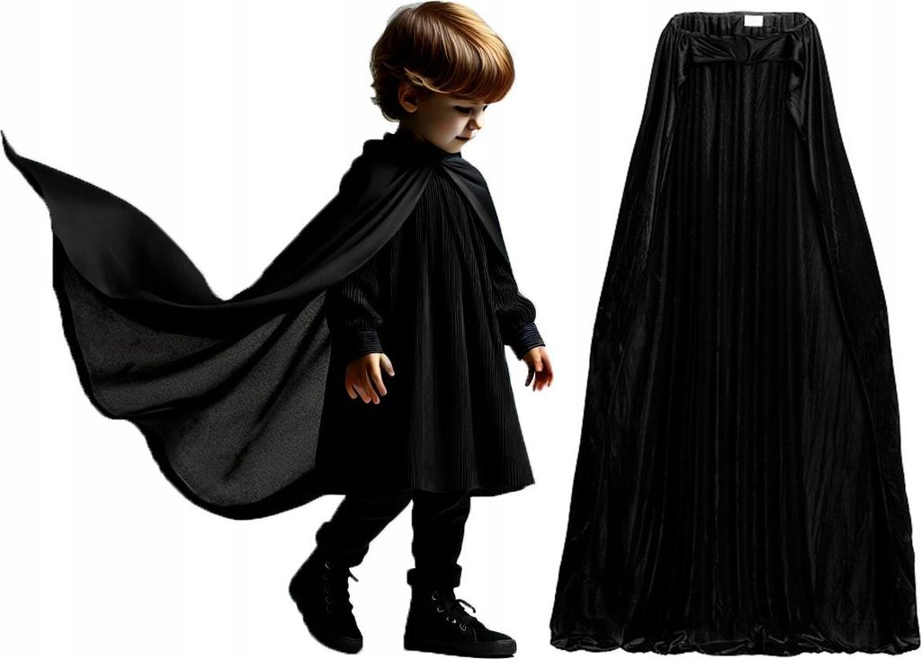 Schwarzer Umhang Zauberer Vampir Karneval Halloween Andreastag 130cm