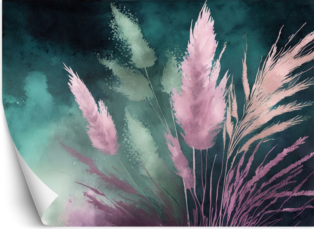 Vlies fototapete Botanik Pampasgras abstrakt 350x245 cm Feeby Lila inkl. Kleber einfache Montage