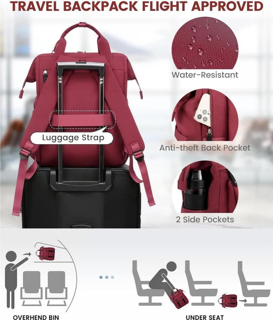 Zaino Donna 15.6 Pollici Rosso LOVEVOOK Lavoro e Business - 5