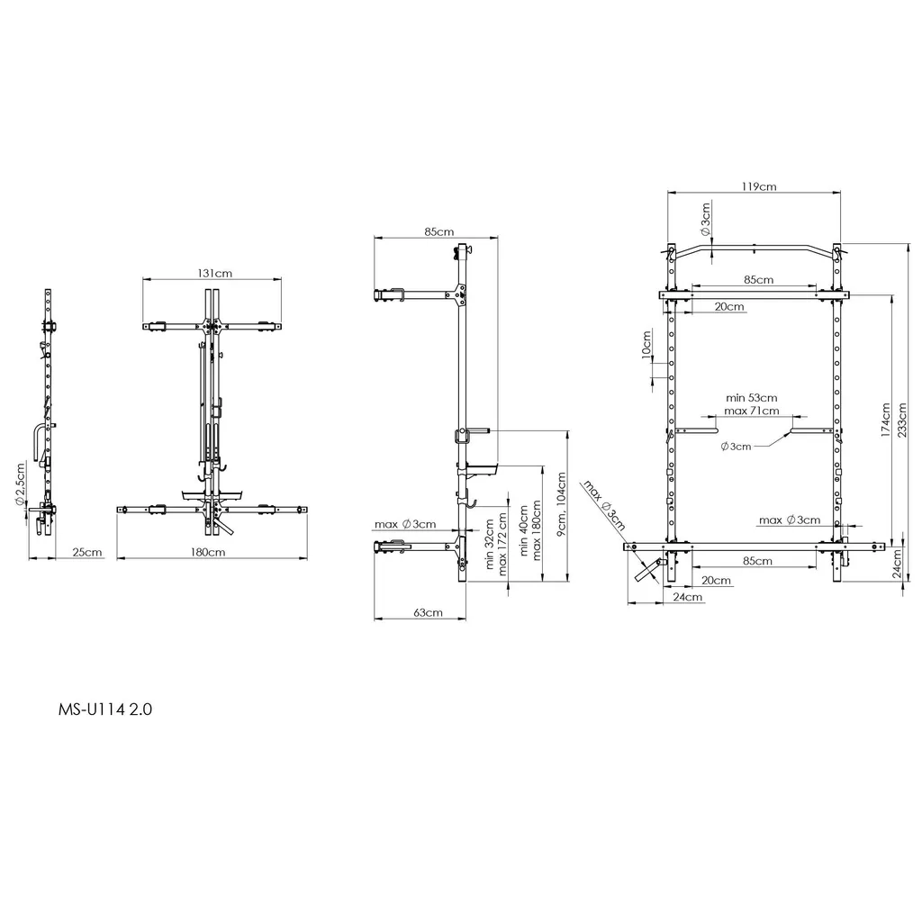 Rack de musculation pliable MS-U114 : gagnez de la place sans limite - 7