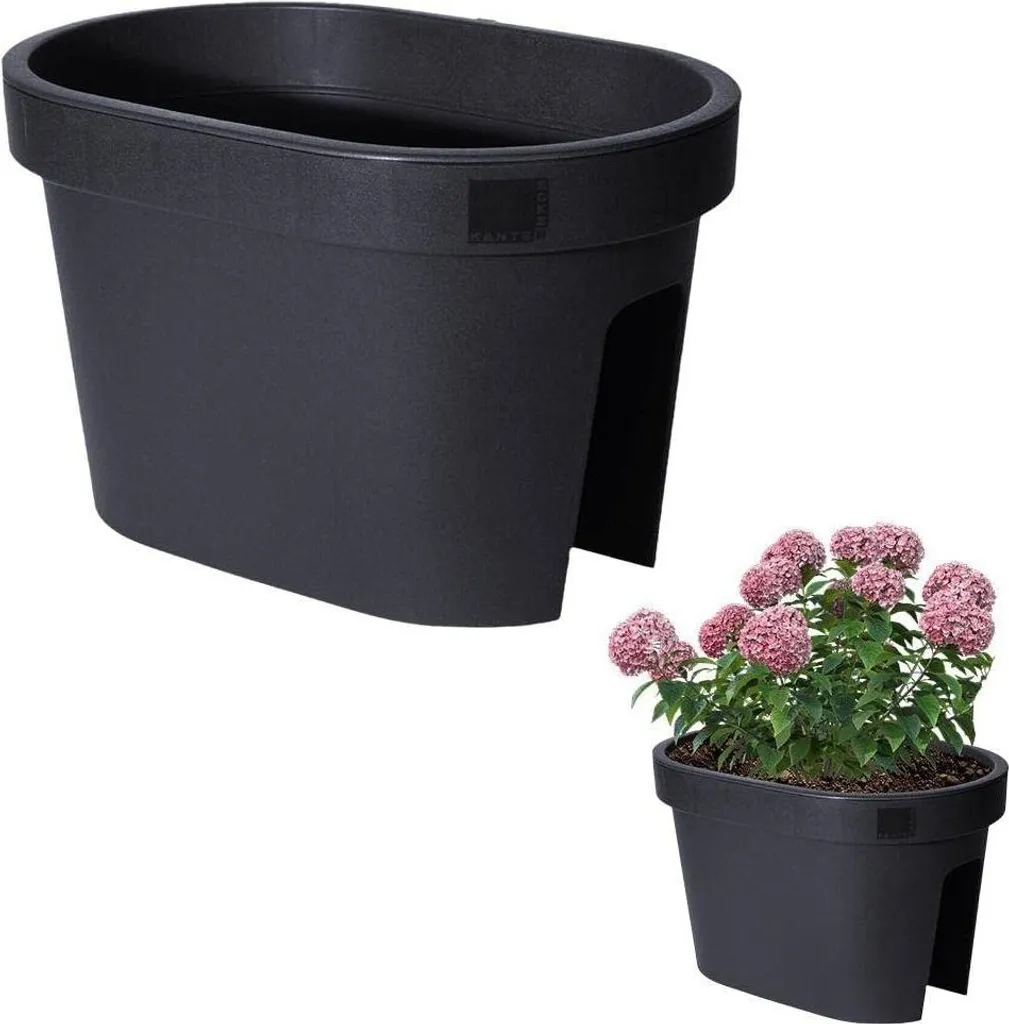 Jardinière suspendue noire 40cm résistante aux UV pour balustrade