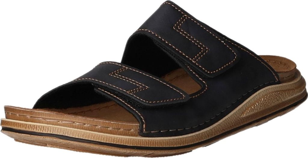 Scarbello Herren-Pantolette mit Tieffußbett Schwarz-Braun, Farbe:schwarz, EU Größe:46