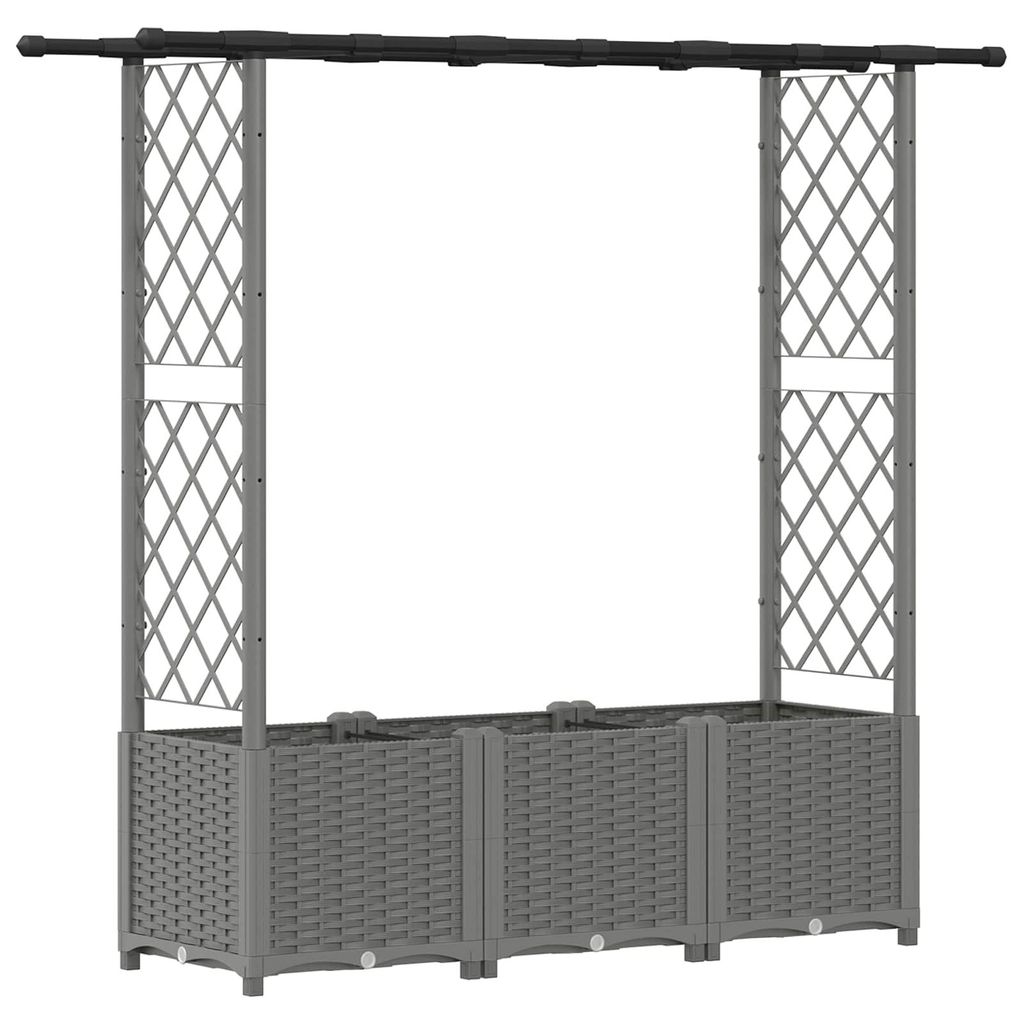 vidaXL Hochbeet mit Rankgitter und Dach Hellgrau 162,5 x 40 x 136 cm