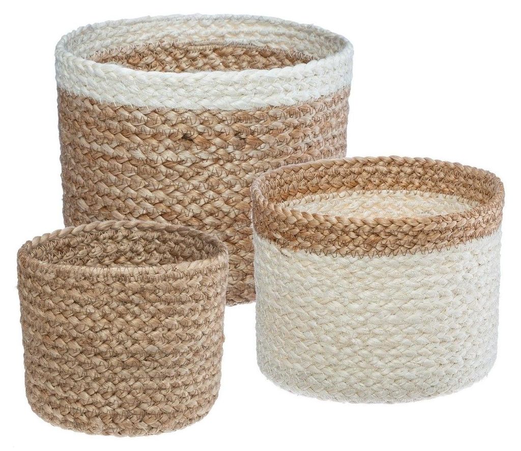 Runde Jutekörbe SEAGRASS Set 3 Stk., weiß Produktbild 