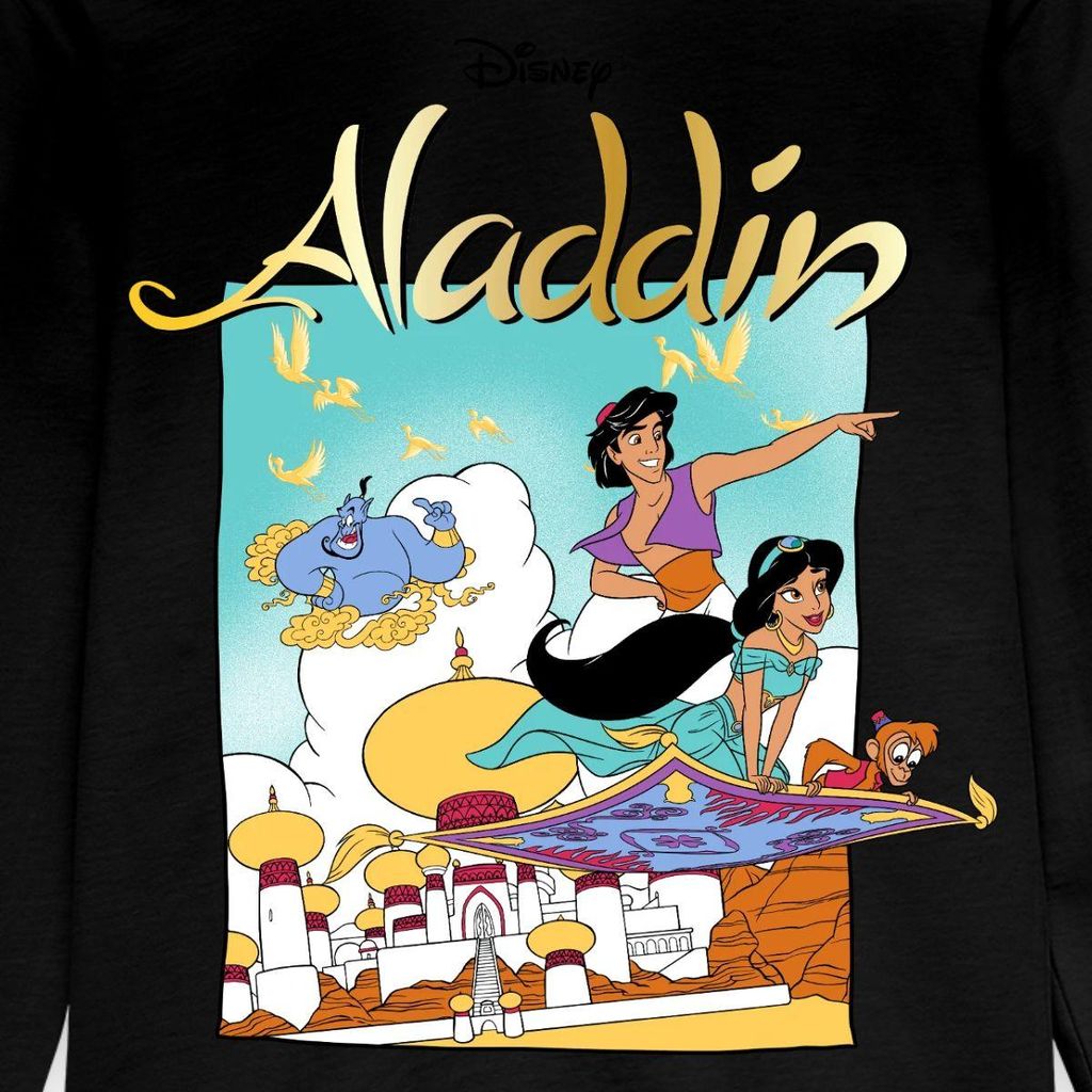 Jasmin Und Aladin Auf Fliegendem Teppich Kinder Premium Langarmshirt, 98/104 (2 Jahre), Schwarz
