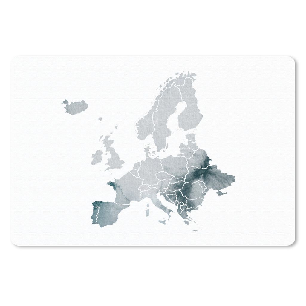 MuchoWow Mauspad Mousepad Karte von Europa - Aquarell - Grau 27x18 cm - Mousepads - Maus Mat - Pad - Mausunterlage - Büroartikel - Desk Matten