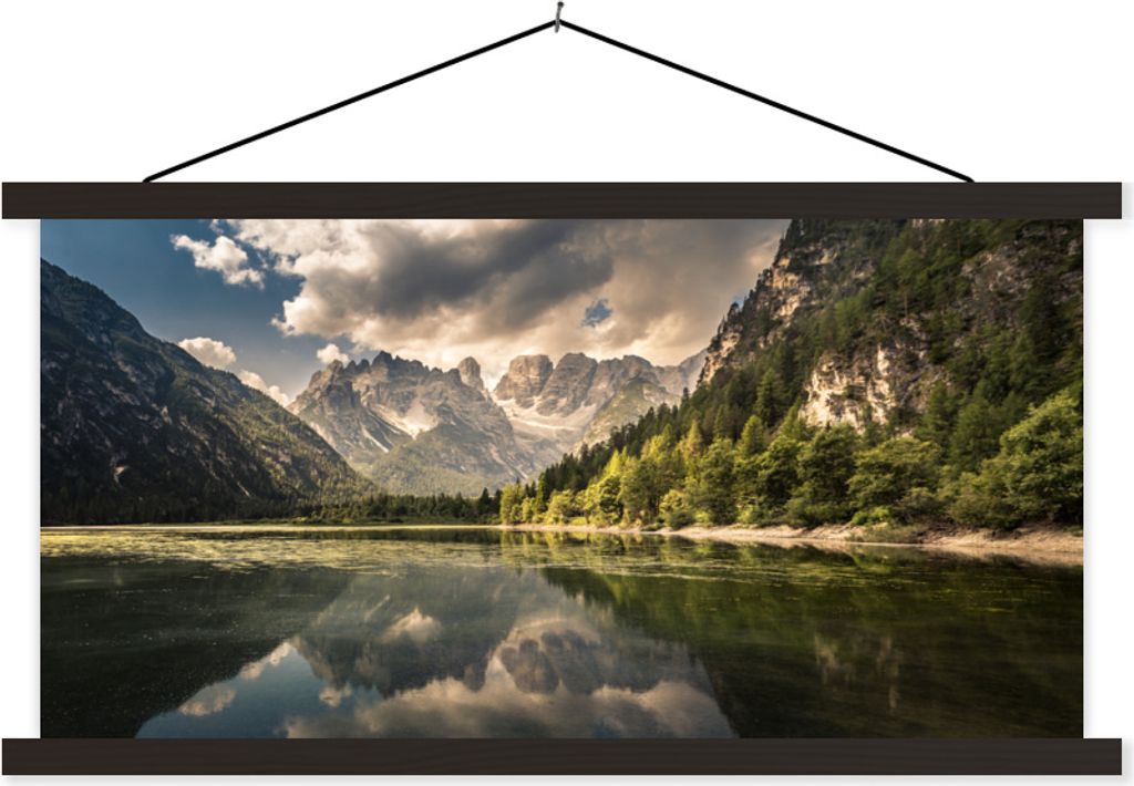 MuchoWow Textilposter Dolomiten - Wasser - Berg 120x60 cm mit schwarzem Rahmen - Dekoration Schlafzimmer