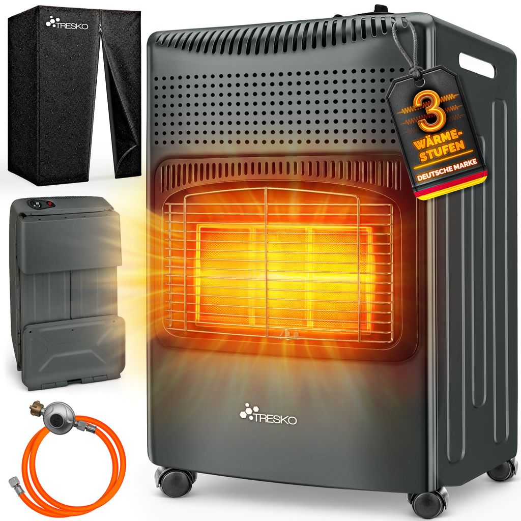 TRESKO® 4200 Watt Gasheizer Anthrazit inkl. Gasdruckregler Produktbild 