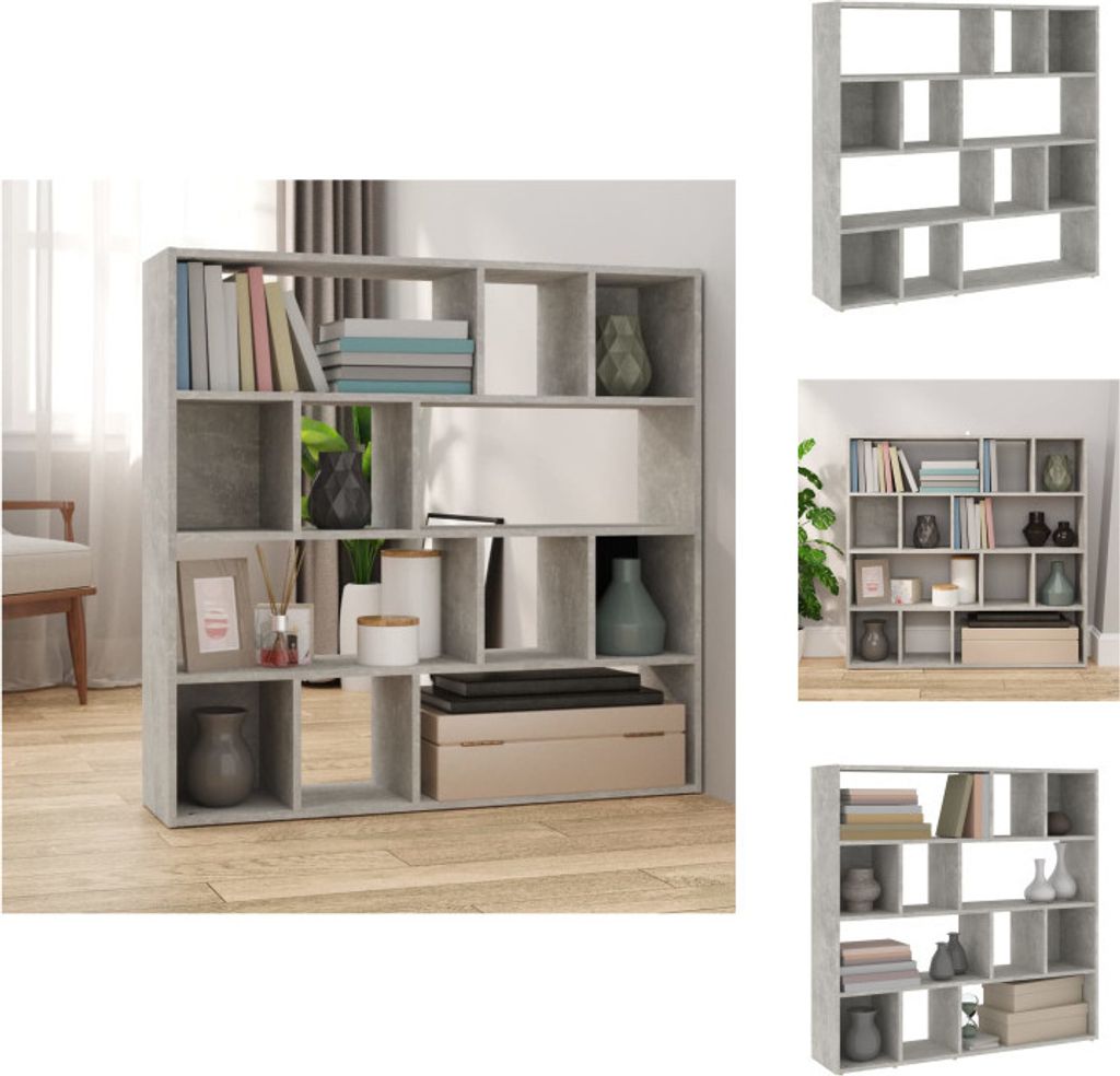 vidaXL Bücherregal/Raumteiler Betongrau 105x24x102 cm - Raumteiler