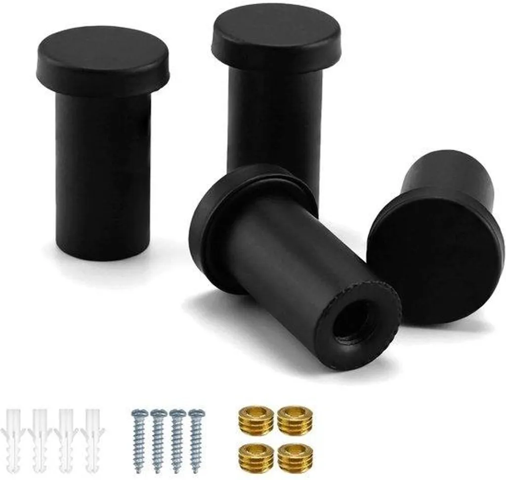 Patères stables et robustes noires lot de 4 avec système de fixation fixe