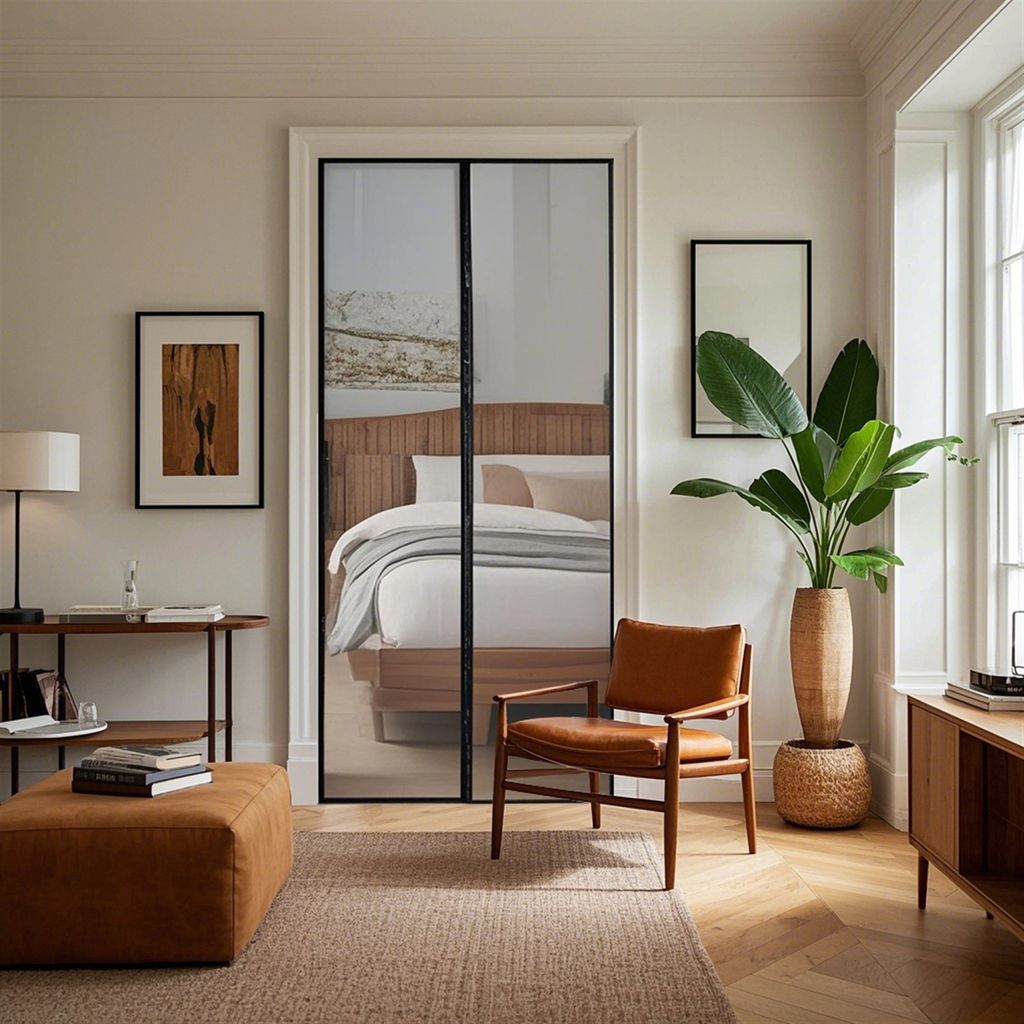 Insektenschutz Fliegengitter Tür mit Klettband–Brandschutz Glasfasernetz Für Balkon, Terrassen und Haustüren, Farbe: Schwarz, Größe: 120x210 cm