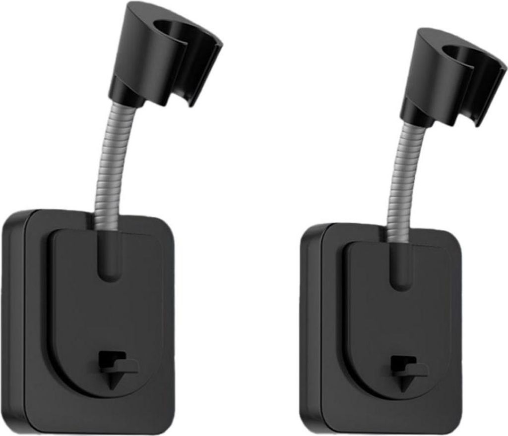 INF Verstellbarer bohrfreier Duschkopfhalter 2er Set ABS und Silikon 16cm für Bad Schwarz