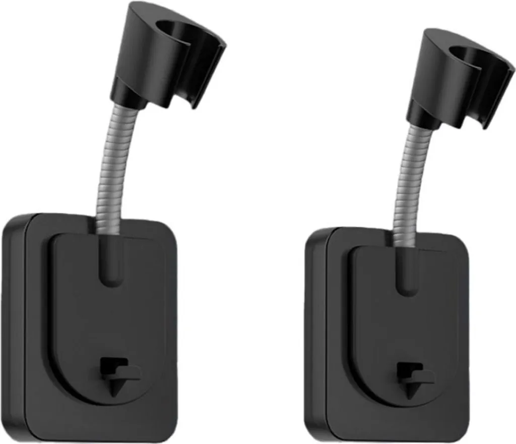 Supporto Soffione Doccia Adesivo Nero 16cm - Set 2 Pezzi Regolabile INF